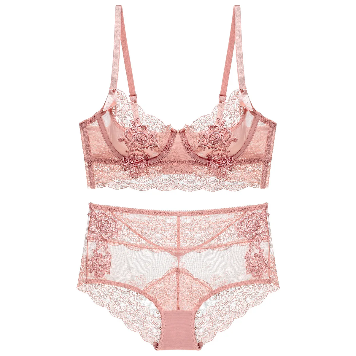 

French Sexy Lace Ultra-Thin Bra Set Push Up Large Size Underwear bra for Women's