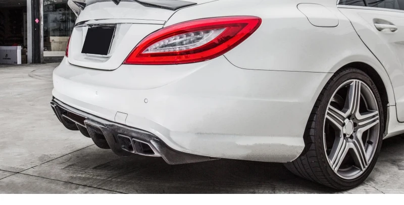 Задний диффузор для губ Mercedes CLS class W218 CLS350 CLS63 2011- углеродное волокно задний диффузор для губ из нержавеющей стали четыре из