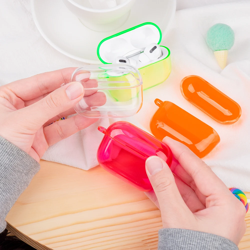 Жесткий чехол из ПК карамельных цветов для Apple Airpods Pro Прозрачный Air Pod 3