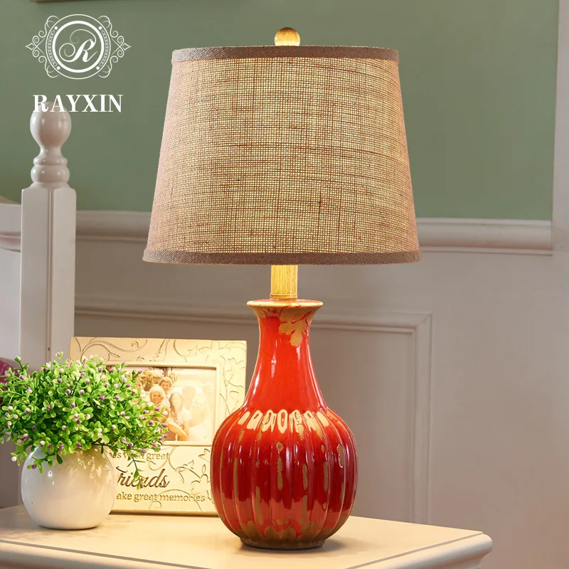 

American Retro Table Lamp Bedroom Bedside Lamp European Porcelain Minimalist Modern Living Room Warm Light