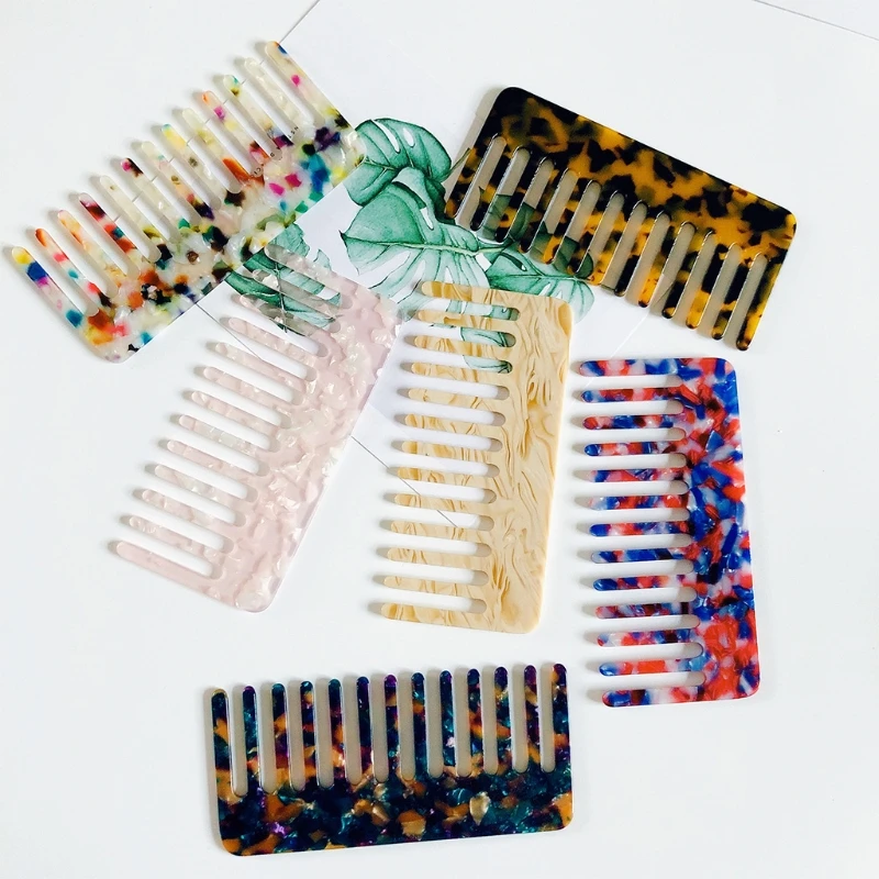 

Minimalist Cellulose Acetate Massage Hair Comb Colorful Marble Stone Leopard Print Hair Brush Anti-Static Rectangle Hairdressing