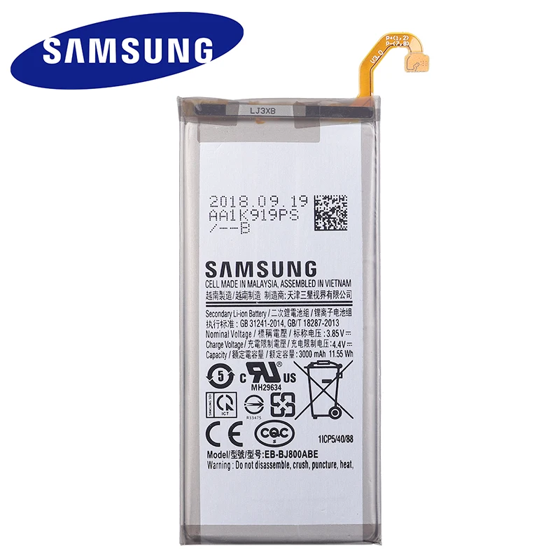 Samsung A6/J6 Оригинальная батарея EB-BJ800ABE 3000mAh для Galaxy A6 (2018) SM-A600 A600F J6 J600F Batteria +Tool on.