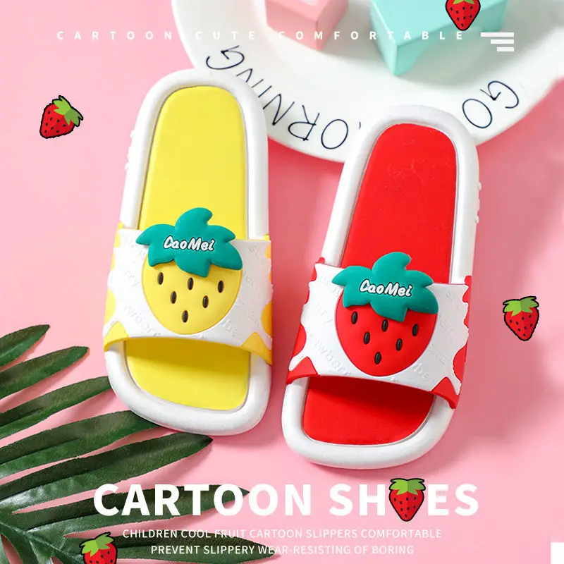 

Parent-child Cute Kids Slippers Fruit Strawberry Children Baby Home Slippers Boys Girls Parent Home Shoes