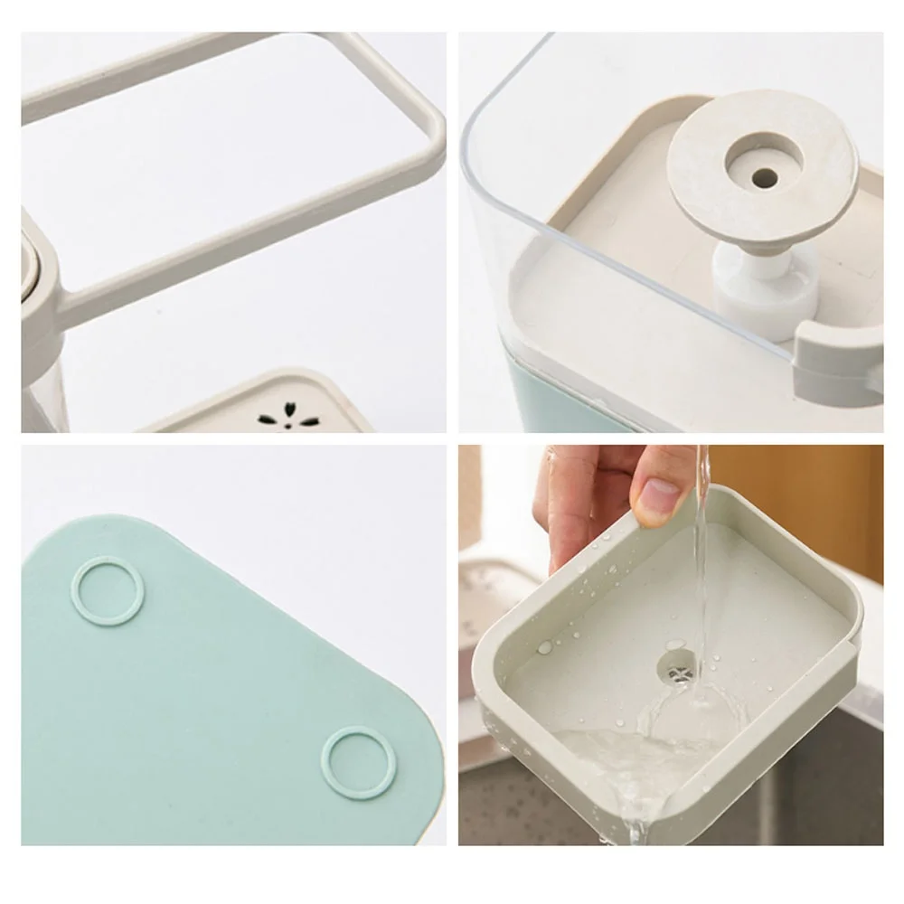 

Two In One Sponge Drain Soap Dispenser With Sponge Pump Dispenser Wipe Arrangement Rack Dish Towel Hanger Kitchen Storage Holder