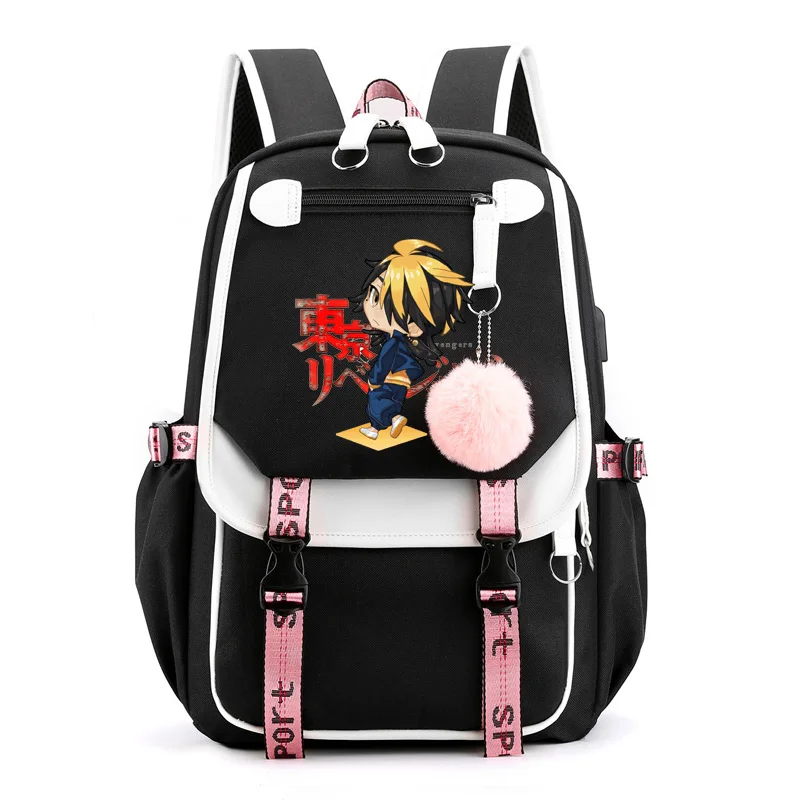Женские школьные рюкзаки с принтом аниме и защитой от кражи, водонепроницаемый рюкзак с USB-зарядкой, школьные ранцы для девочек-подростков, ...