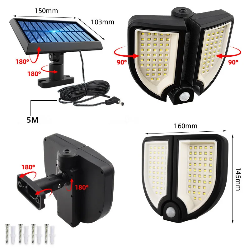 

Solar Lights LED IP65 Waterproof Outdoor Indoor Solar Lamp with Adjustable Head Wide Lighting Angle Wall Garage Decoration Light