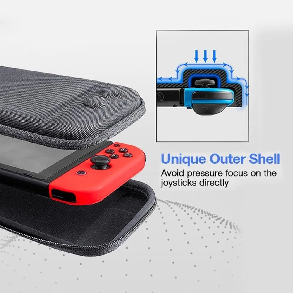 

Lightweight Slim Hard Travel Carrying Case Storage Zipper Bag With 8 Game Cartridge For Nintendo Switch Console