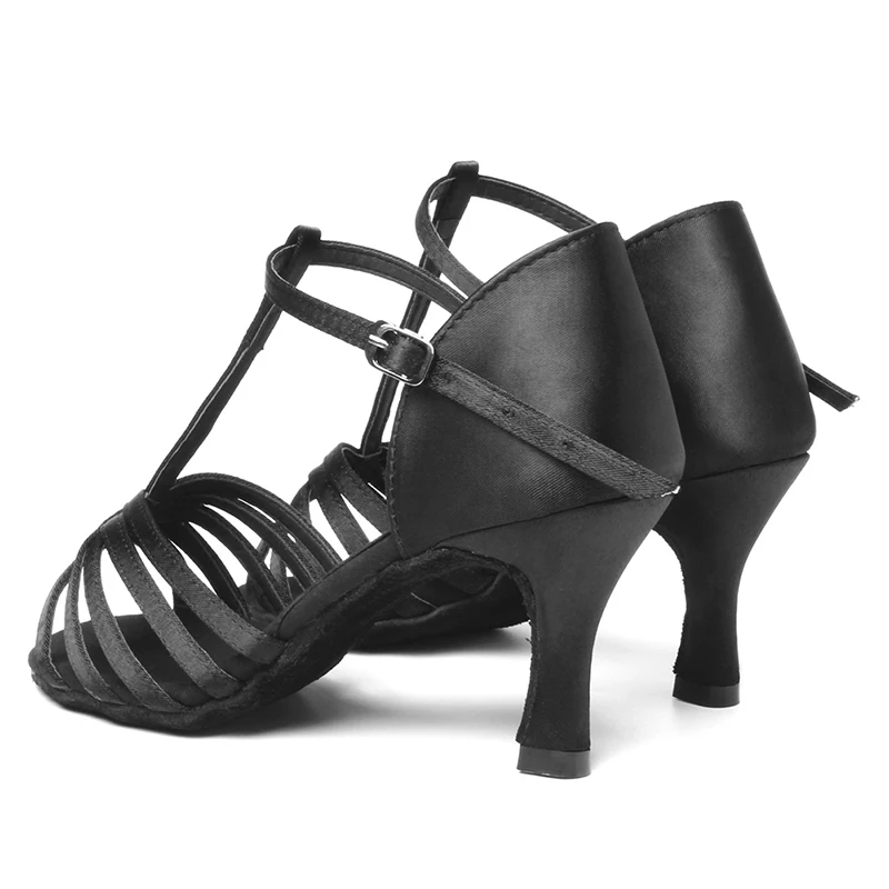 DKZSYIM Brown Latin Dance Shoes Women Satin Professional Ballroom Dance Shoes Soft Suede Soles Dance Sandals 5/7CM Wholesales
