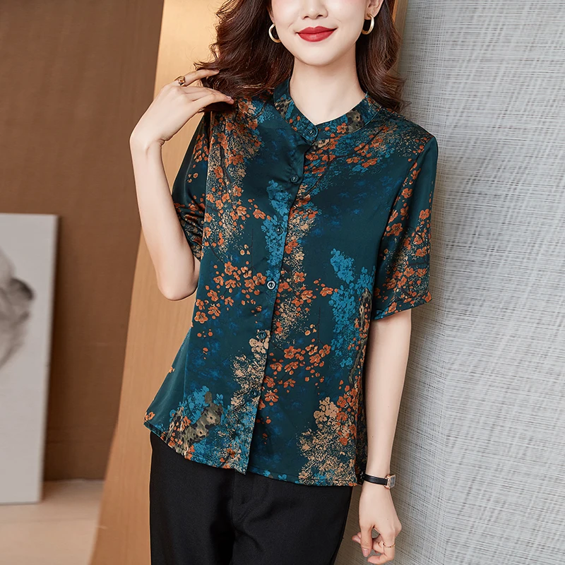 

Рубашка COIGARSAM, женские топы, Новинка лета 2021, повседневные шелковые прямые темно-синие женские рубашки