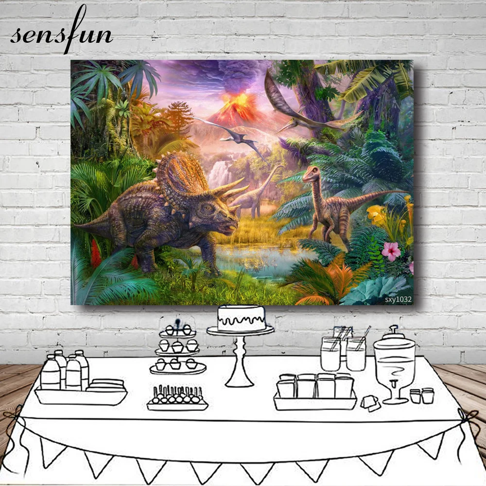 Sensfun с динозавром Мир Юрского периода вечерние фон для фотосъемки изображением
