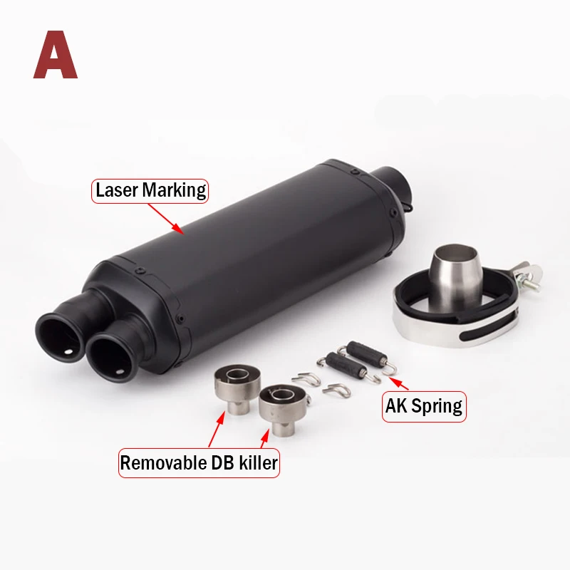 

51 мм универсальный глушитель выхлопной трубы мотоцикла двойной побег правая сторона с дБ убийца лазера для G310R R1200GS Z1000 Z900 Z400 cb190