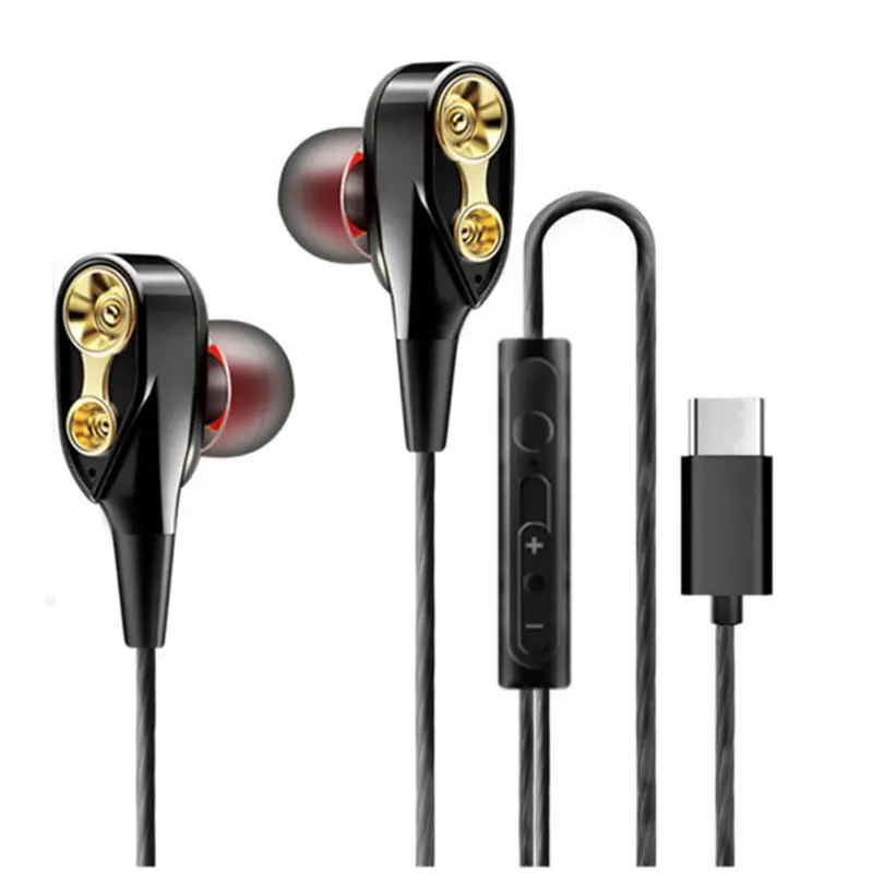 Цифровые наушники с двумя динамическими драйверами USB C наушники-вкладыши HiFi type-C |