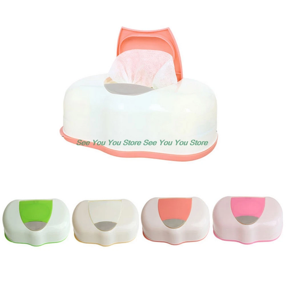 

Baby Wipes Storage Organizer Box, 80 Sheets Wet Tissue Box Plastic Wet Wipes Storage Case Box Refillable Container