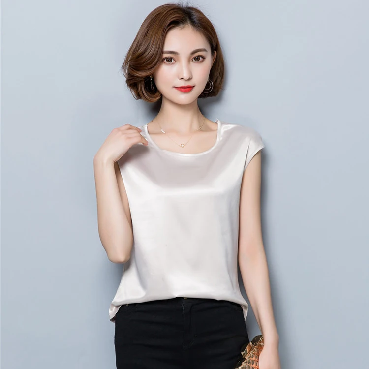2020 Женская Повседневная шелковая блузка из органической кожи летняя свободная
