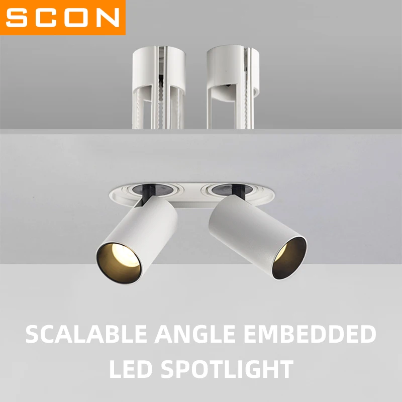 

SCON Embedded LED Spotlight Scalable Angle Ceiling Lamp Modern simple Rotation Dimmable Lighting for Living Room