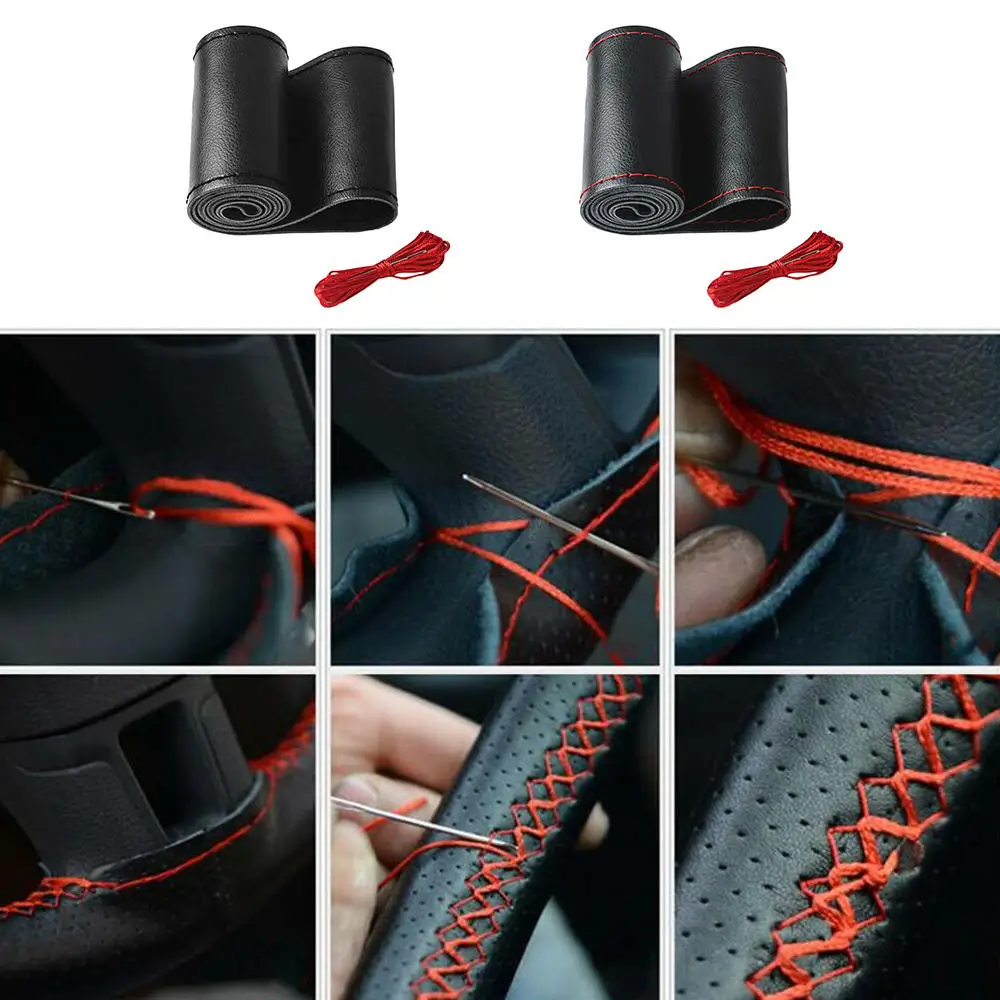 38cm Auto Steering Wheel Cover Genuine Soft Leather With Needle Thread DIY Anti-Slip Car | Автомобили и мотоциклы