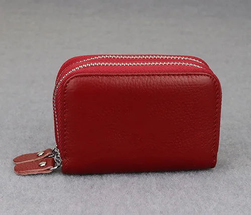 Wine Red COMFORSKIN, Новое поступление, натуральная кожа, RFID, противоугонная щетка, держатель для карт, большая емкость, двойная молния, отделение для карт, кошельки - Цвет: Wine Red