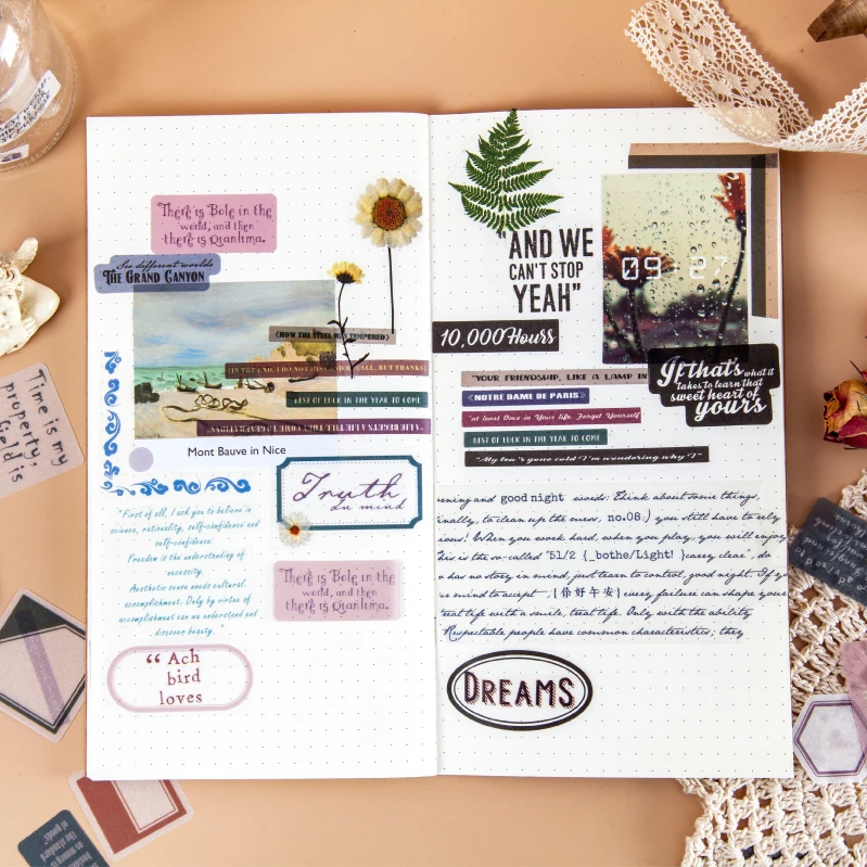 Retro English Poetry Journal Writable Label Sticker Decorative Stickers Scrapbooking Stick Diary Stationery Album | Канцтовары для