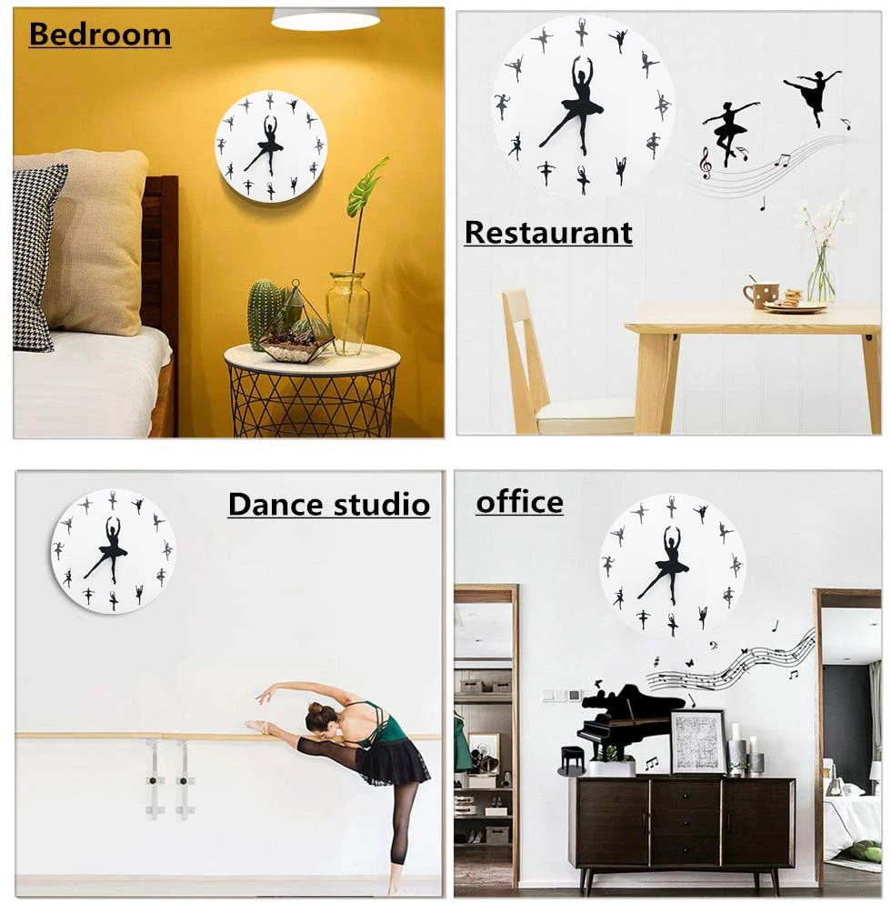 

Brief Ballet Wall Clock Dancer Modern Design Wall Clocks Charming Ballerina 3D Wall Clock Home Decor Unique Gift for Ballerina