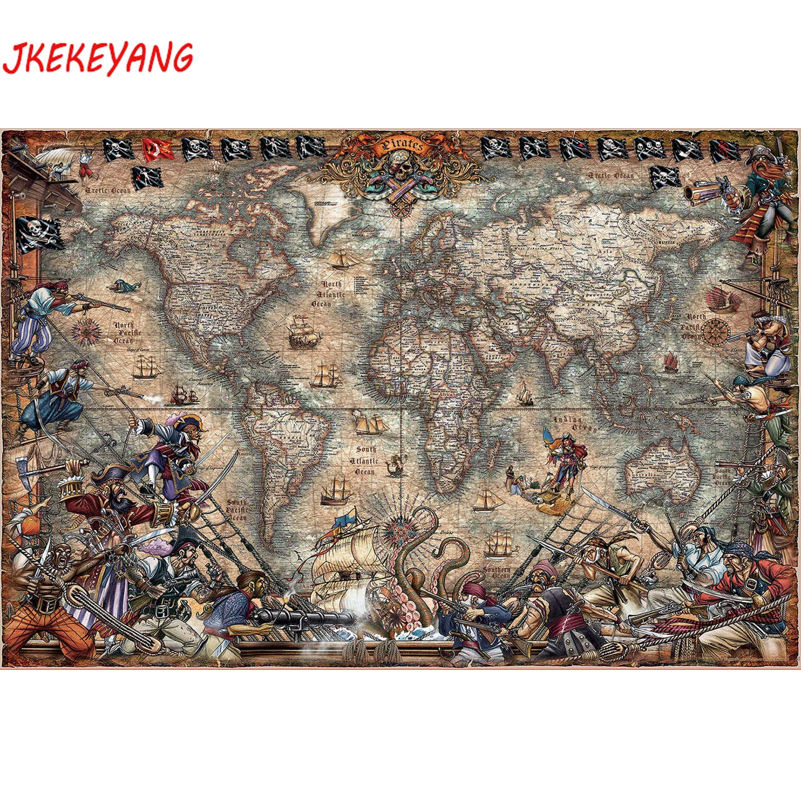 

5D Diy алмазная живопись пирата и Карта мира Алмазная вышивка-мозаика стразами вышивка крестиком Y3490