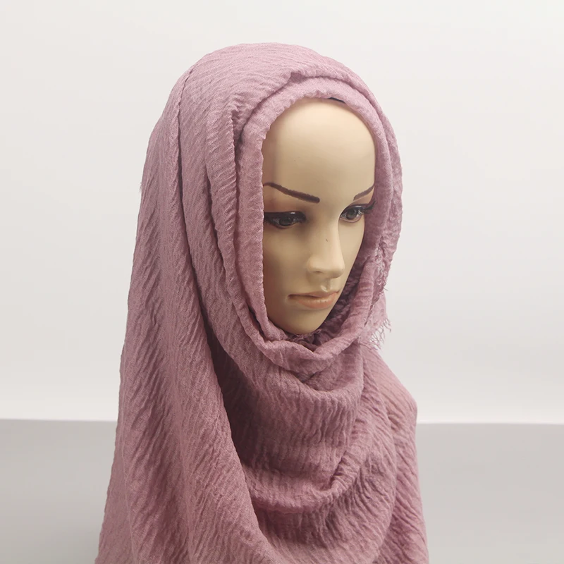 

100*190cm Bubble Plain scarf/cotton Scarf Fringes Women Soft Solid Hijab Popular Muffler Shawls Big Pashmina Wrap Hijab Scarves