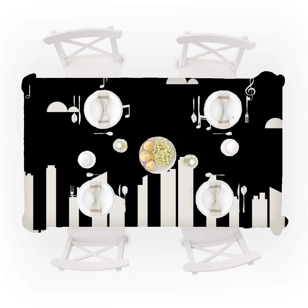 Tablecloth Diy Decor for Dining Line Table Piano Music Pattern Cloth Rectangular Tea Cover Home 19NOV27 | Дом и сад