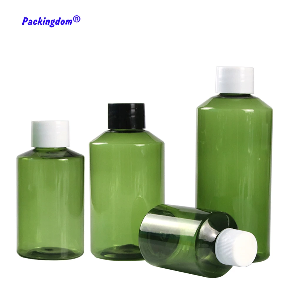 

10pcs Packaging Bottle Empty Coke Cap Dark Green Plastic Cosmetic Bottles PET Refillable Tube Container 50ml 100ml 150ml 200ml