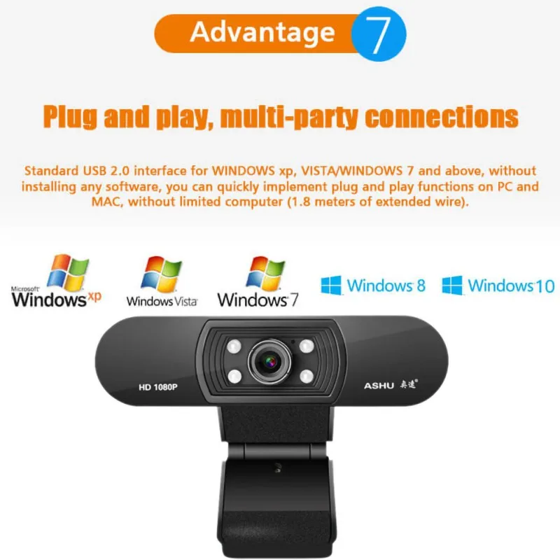 Новая веб-камера HD 1080P Компьютерная камера с микрофоном USB Plug N Play видео USB2.0 |