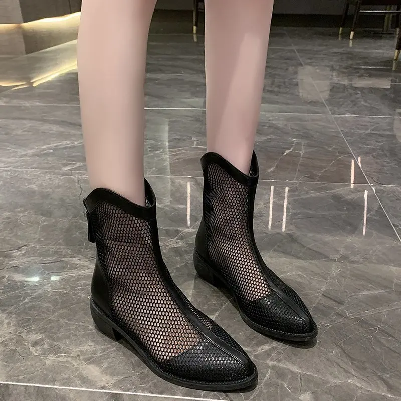 

OIMG Summer New Women's Shoes Sandals Fashion Breathable Casual Breathable Hollow Heel Temperament Boots Walking Shoe