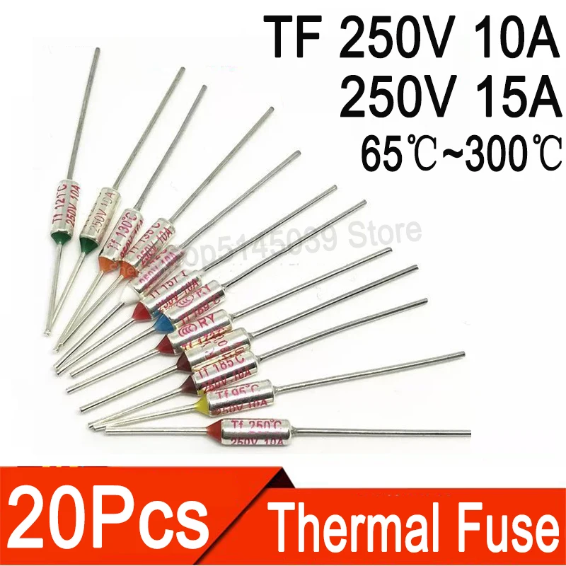 

20Pcs TF Thermal Fuse RY 10A 15A 250V Temperature 65C 85C 100C 105C 100C 120C 130C 152C 165C 172C 185C 192C 200C 216C 240C 280C