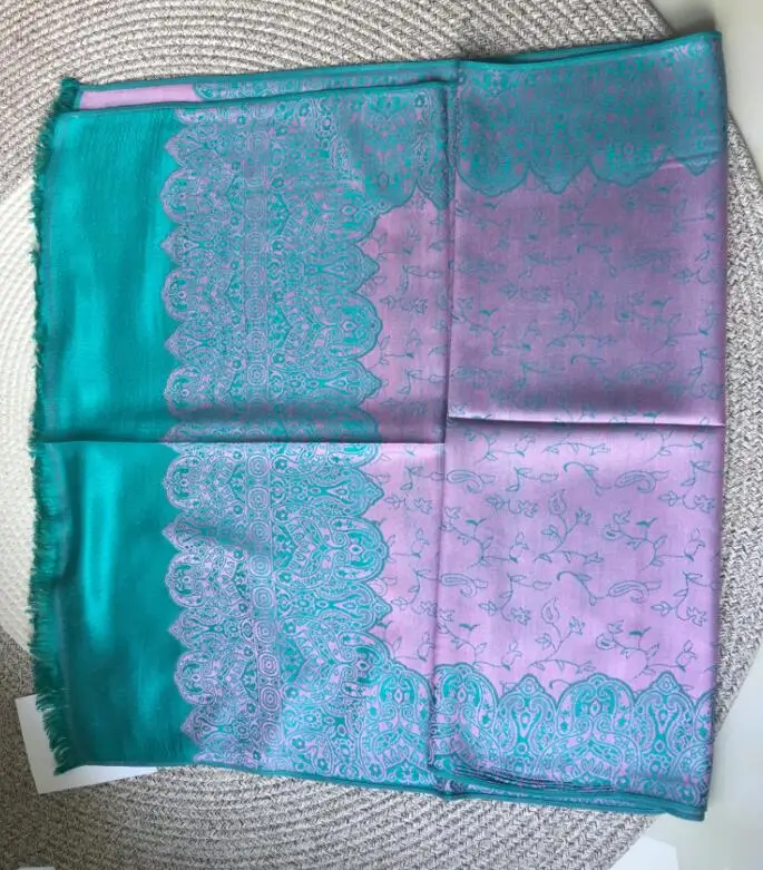 Elegant Women's Fuchsia Double Side Floral Pashmina Silk Warm Shawl Scarf | Аксессуары для одежды