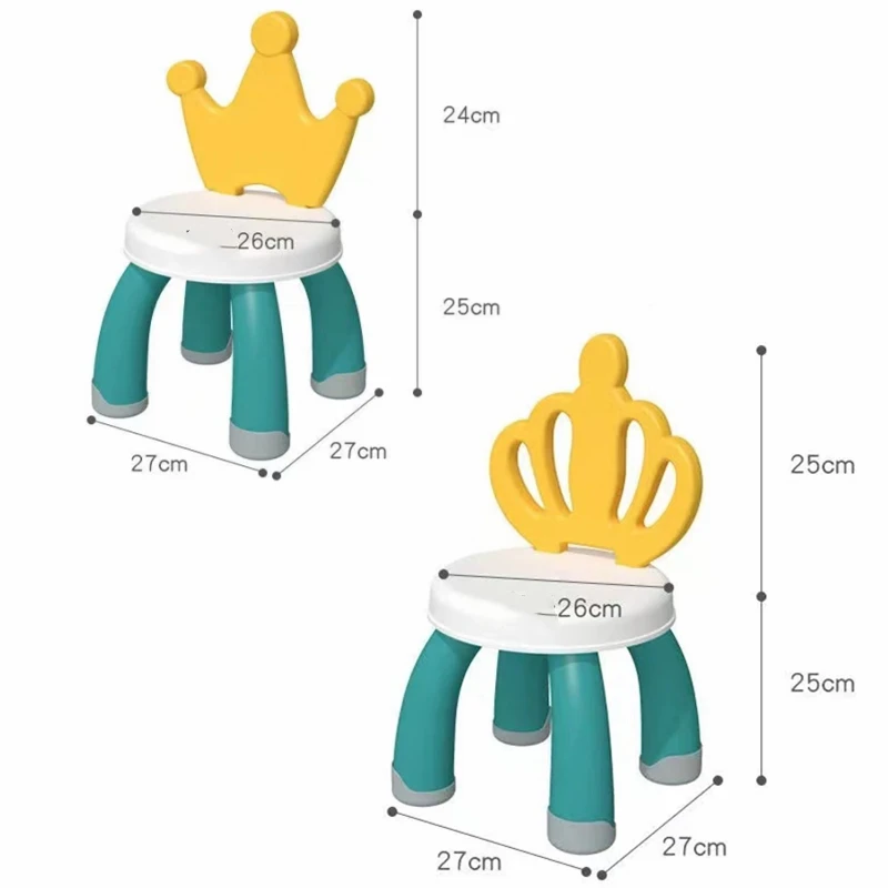 

Kids Cute Crown Chair PP Plastic North European Style Thicken Dining Chair Thicken Cartoon Stool for Kindergarden