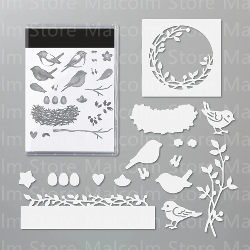 

Birds Metal Cutting Dies And Clear Stamps For Scrapbooking Stencils Stamps DIY Paper Album Cards Decor Embossing 2021 New