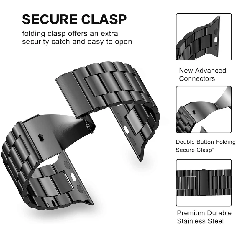 Ремешок из нержавеющей стали для apple watch band 44 мм 40 42 38 металлический браслет iwatch