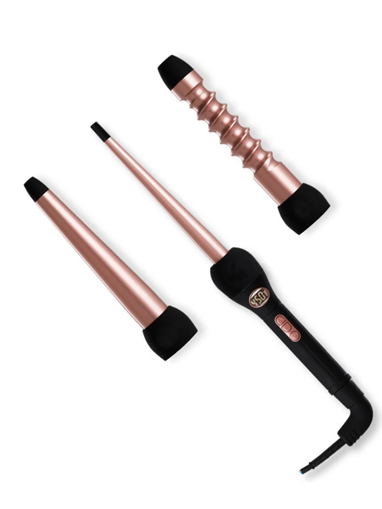 

3 in 1 Hair Curling Wand Set Interchangeable Ceramic Barrels with Free Heat Resistant Glove 3 Barrels Hair Curling Iron