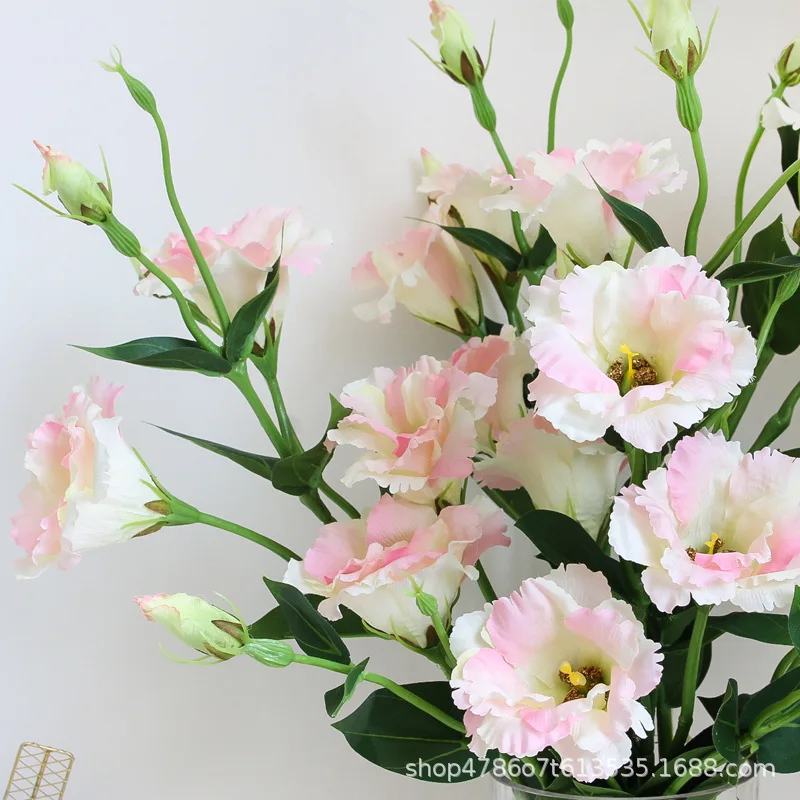 

2 Pcs Artificial Platycodon Silk Flower Decorative Garden Wedding Background Eustoma Home Decoration Fake Flowers Accessories