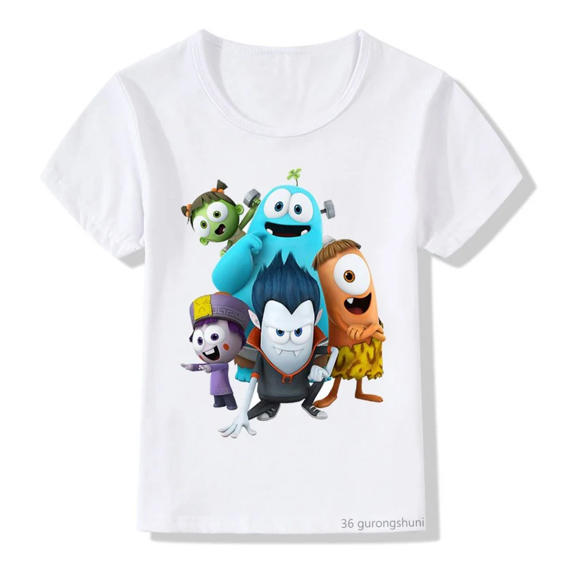 

Newly girls t-shirts funny Onekiz The Spookiz Show New Family cartoon print boys t shirts summer children's clothing tshirt tops