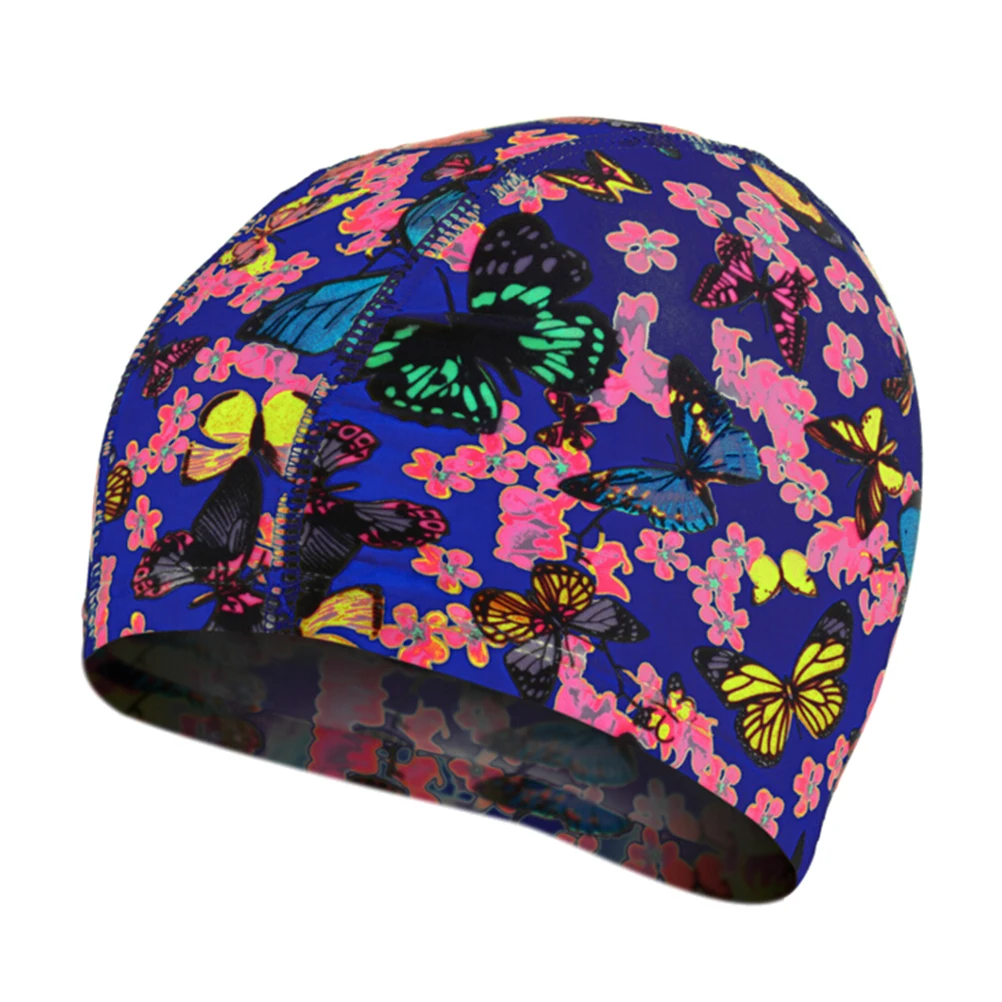 

New Sale Swimming Caps Elastic Lovely Women Kids Cartoon Fabric Cute Cartoon Animal Protect Ears Boys Girls Swim Pool Caps Hat