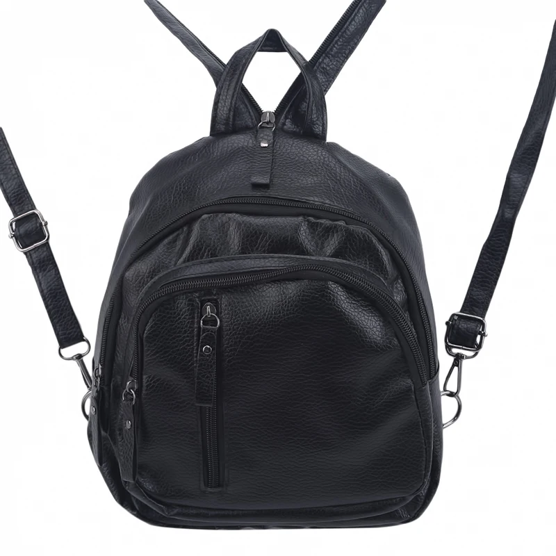 

Fashion PU Leather Women Backpack Female Black Backpacks Small Zipper Bags Student Backpack Solid Rucksack For Girls