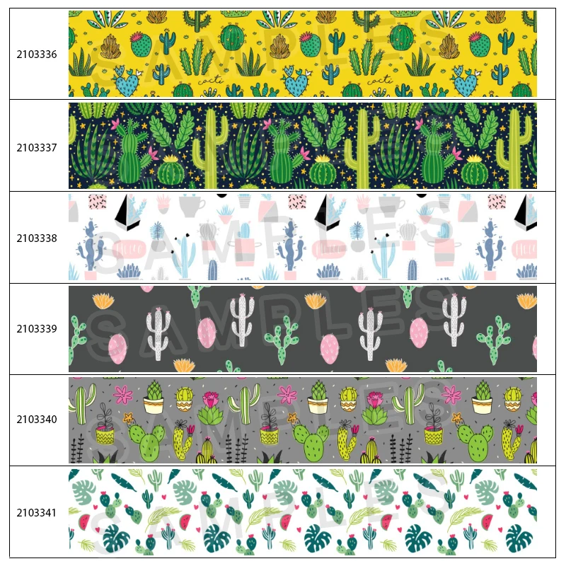 Корсажная лента с принтом кактуса атласная для рукоделие Подарочная упаковка