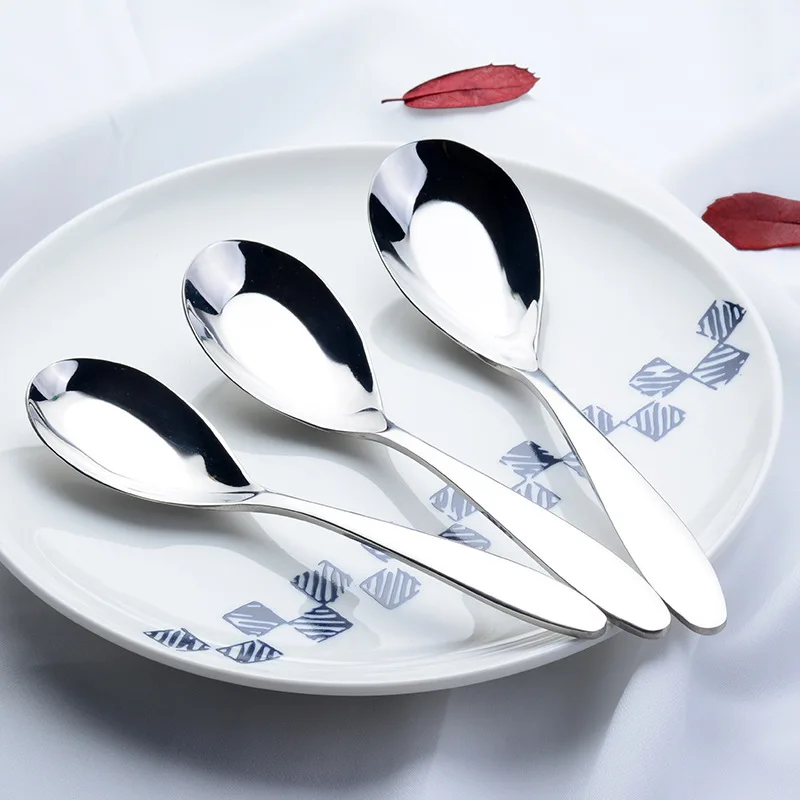 

2022 new stainless steel flat spoon ladle thick Chinese custom scoop practical kitchen hotel canteen company restaurant