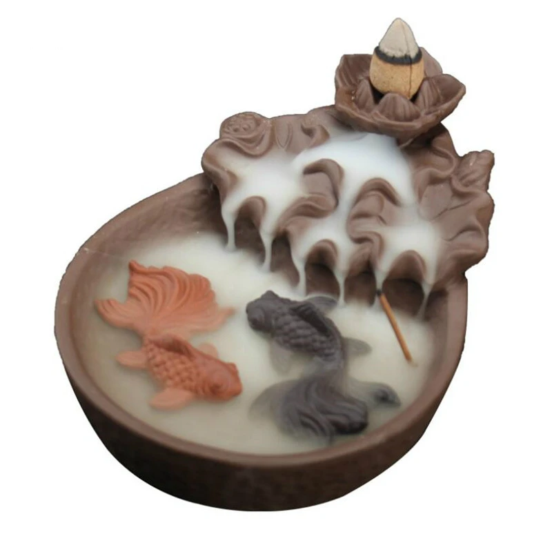 

Fish Backflow Incense Burner Meditation Gifts Home Office Tea House Decor Chinese Censer Holder Zen Buddhist Crafts Ornaments