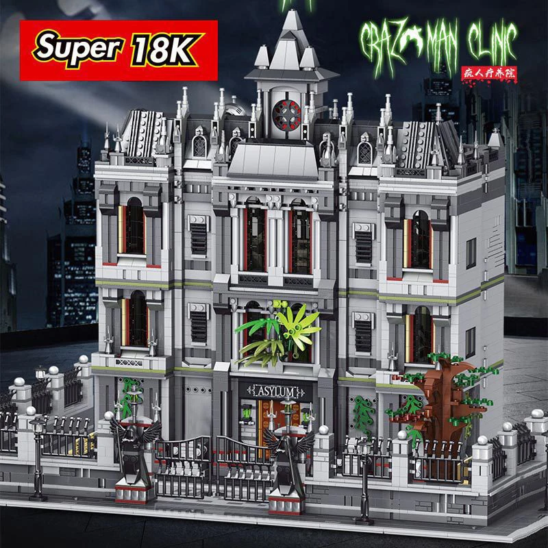 Супер 18K K128 фильм MOC Аркхэм убежище продвинутая модель пазла 7620 шт. строительные
