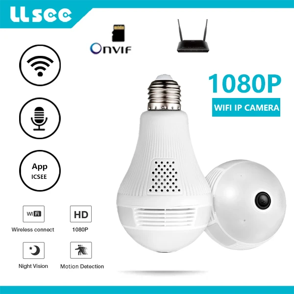 

LLSEE ICSEE panoramic HD 360Â°1080p wifi bulb home security camera wireless CCTV surveillance fisheye net ip camera