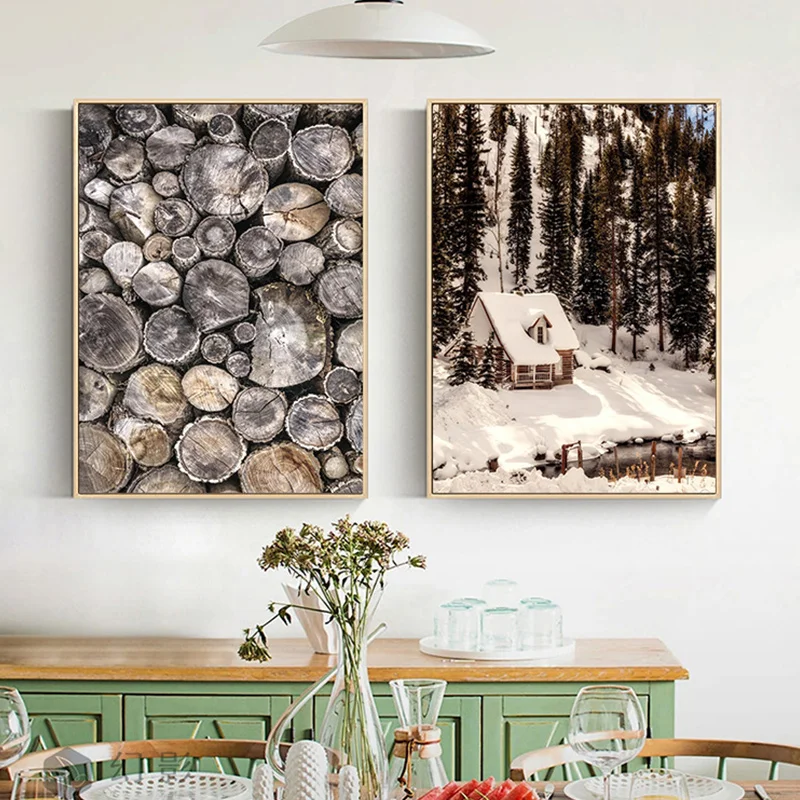 Foggy Forest Print Landscape Mountain Canvas Painting Green Nature Poster Wall Art Aerial View Pictures Scandinavian Decor |