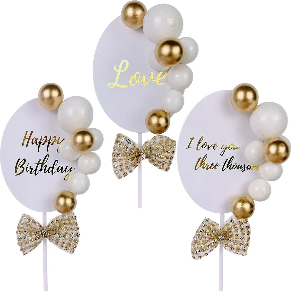 Украшение для торта золотого цвета топперы на день рождения | Дом и сад