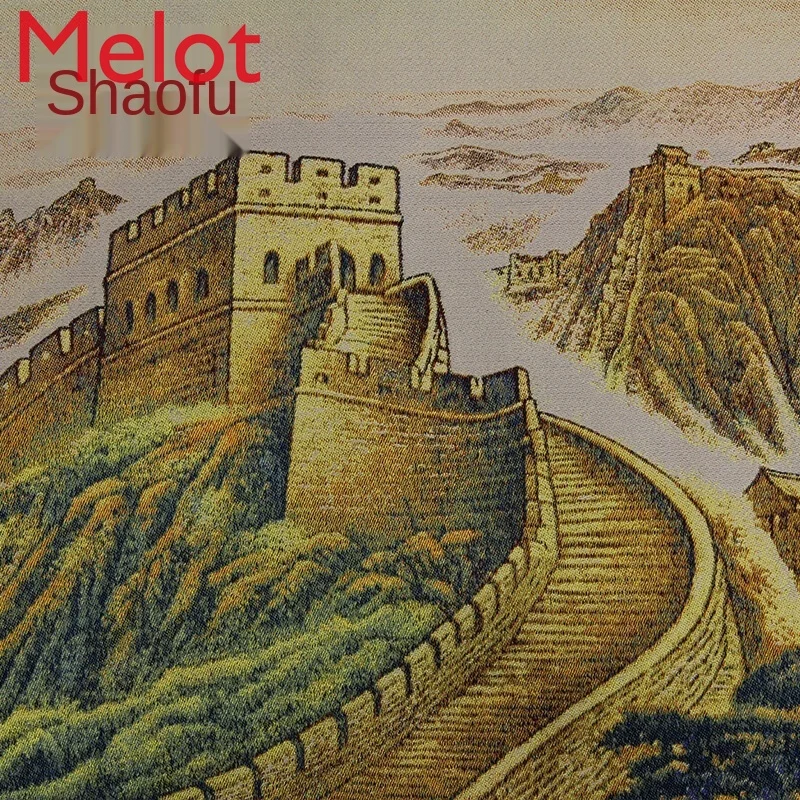 

The Great Wall Silk Brocade Scroll Living Room Hangs Beijing Souvenirs with Chinese Characteristics Gifts