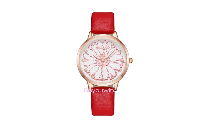 flower dial quartz leather watch for man women hot selling good price wrist wholesale lady clock | Наручные часы