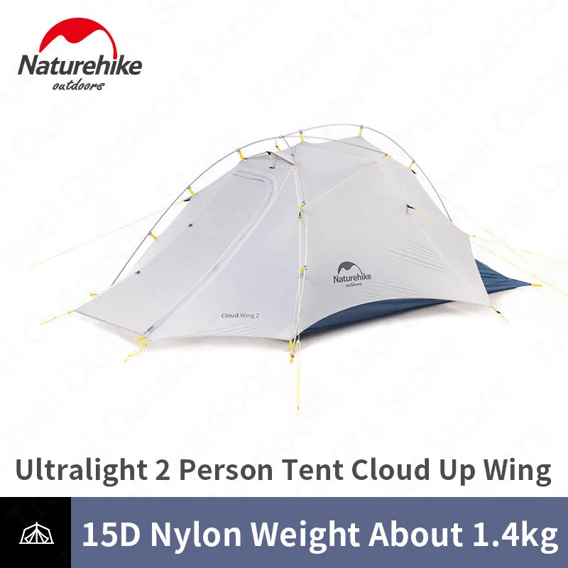 

Naturehike Camping Tent 15D Cloud Up Wings 2 Person 1.5kg Ultralight Inner 20D Double Line Lattice Nylon Tourist Tent Waterproof