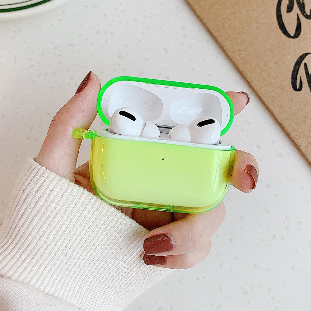 Флуоресцентный цветной чехол для наушников Apple Airpods Pro 3 2 1 беспроводных Жесткий